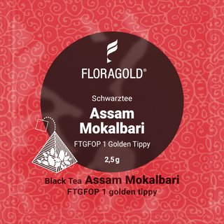 Schwarztee Assam Mokalbari 100er Karton Pyramiden Teebeutel von Floragold